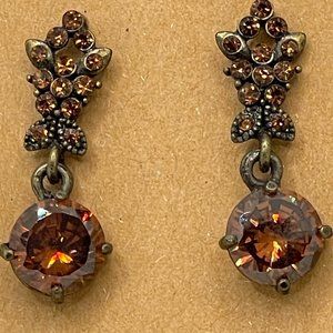 Bronze glass earrings GORGEOUS! Antique Look